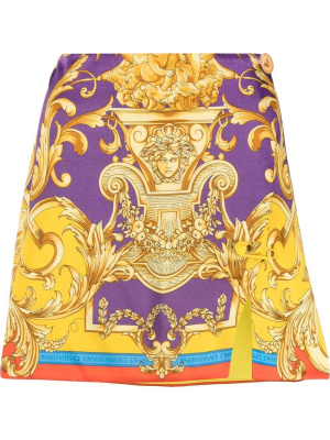 

Baroque-print wrap skirt, Versace Baroque-print wrap skirt