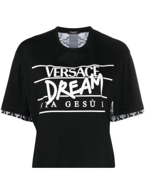 

Silver Baroque slogan-print T-shirt, Versace Silver Baroque slogan-print T-shirt