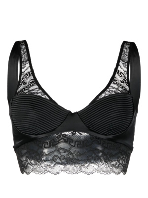 

Greca-detail lace brallete top, Versace Greca-detail lace brallete top