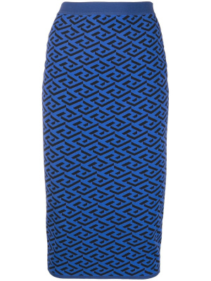

La Greca pattern knitted skirt, Versace La Greca pattern knitted skirt