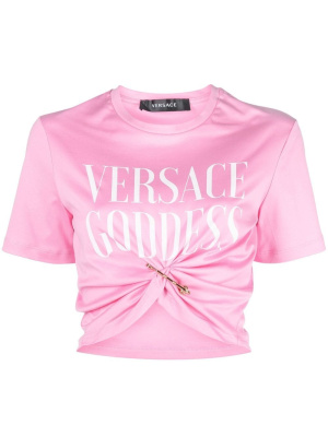 

Safety-pin cropped T-shirt, Versace Safety-pin cropped T-shirt