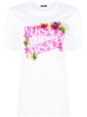 

Floral logo-print T-shirt, Versace Floral logo-print T-shirt