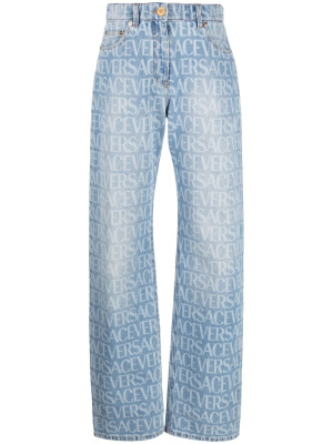 

Logo-print straight-leg jeans, Versace Logo-print straight-leg jeans