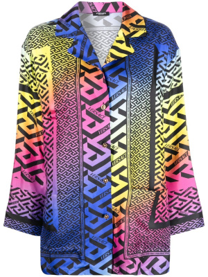 

Greca gradient-print silk shirt, Versace Greca gradient-print silk shirt