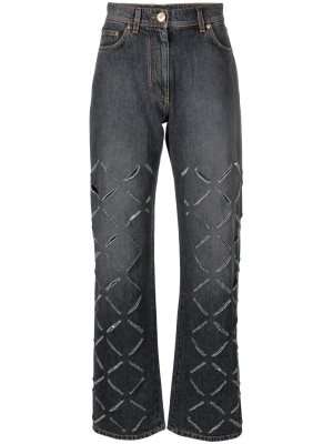 

Ripped straight leg jeans, Versace Ripped straight leg jeans