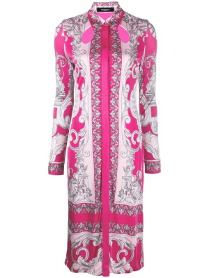 

Silver Baroque midi shirt dress, Versace Silver Baroque midi shirt dress
