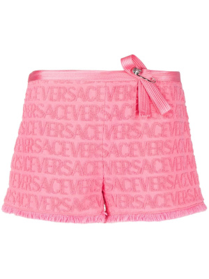 

Allover devoré-cotton shorts, Versace Allover devoré-cotton shorts