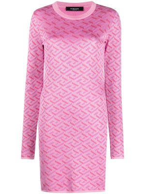 

All-over logo-print knit dress, Versace All-over logo-print knit dress