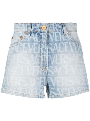 

Logo-print denim shorts, Versace Logo-print denim shorts