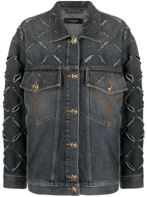 

Distressed denim jacket, Versace Distressed denim jacket