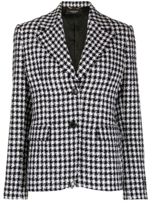 

Dogtooth single-breasted tweed blazer, Versace Dogtooth single-breasted tweed blazer