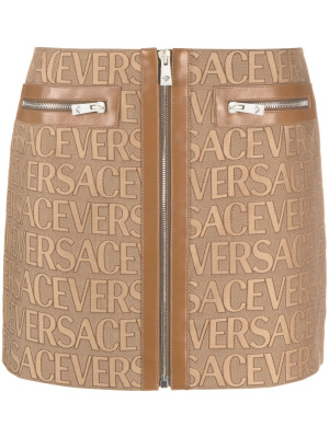 

Allover leather-trim miniskirt, Versace Allover leather-trim miniskirt