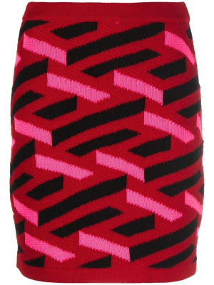 

Geometric intarsia knitted skirt, Versace Geometric intarsia knitted skirt