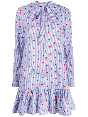 

Heart-print pinstripe short dress, RED Valentino Heart-print pinstripe short dress