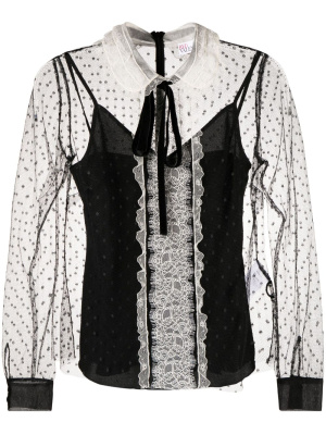 

Point d'esprit tulle semi-sheer blouse, RED Valentino Point d'esprit tulle semi-sheer blouse