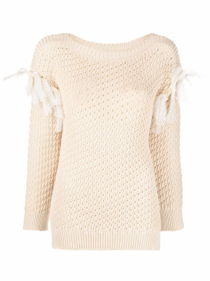 

Bow detailed boat neck jumper, RED Valentino Bow detailed boat neck jumper