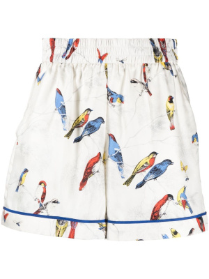 

Bird-print silk shorts, RED Valentino Bird-print silk shorts