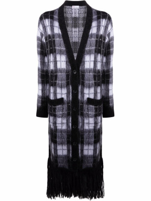 

Fringed check-print cardigan, RED Valentino Fringed check-print cardigan