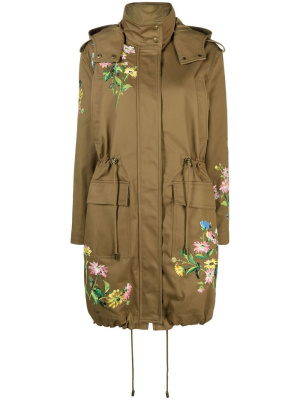

Floral-embroidered parka, RED Valentino Floral-embroidered parka