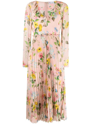 

Floral-print pleated midi dress, RED Valentino Floral-print pleated midi dress