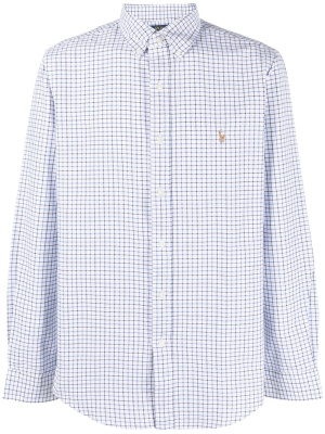 

Grid-pattern logo-embroidered cotton shirt, Polo Ralph Lauren Grid-pattern logo-embroidered cotton shirt