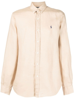 

Logo-embroidered linen shirt, Polo Ralph Lauren Logo-embroidered linen shirt
