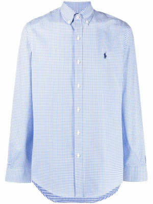 

Logo-embroidered gingham shirt, Polo Ralph Lauren Logo-embroidered gingham shirt