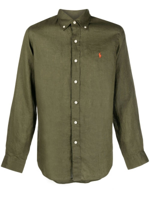 

Embroidered-logo linen shirt, Polo Ralph Lauren Embroidered-logo linen shirt
