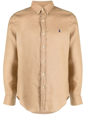 

Logo-embroidery linen shirt, Polo Ralph Lauren Logo-embroidery linen shirt