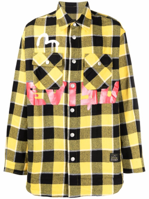 

X Sfera Ebbasta check-print cotton shirt, EVISU X Sfera Ebbasta check-print cotton shirt