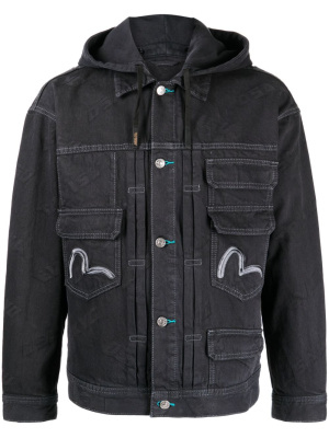 

Logo-appliqué buttoned denim jacket, EVISU Logo-appliqué buttoned denim jacket