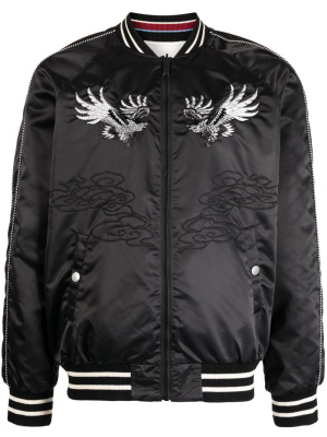 

Embroidered-logo satin-finish bomber jacket, EVISU Embroidered-logo satin-finish bomber jacket