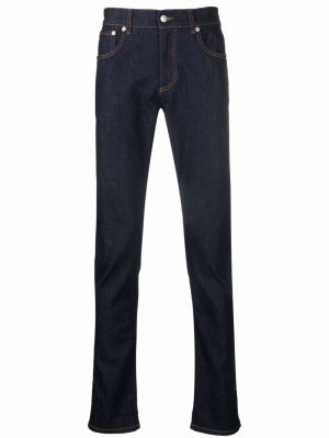 

Embroidered logo skinny jeans, Alexander McQueen Embroidered logo skinny jeans