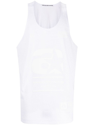 

Embossed-logo mesh tank top, Alexander Wang Embossed-logo mesh tank top