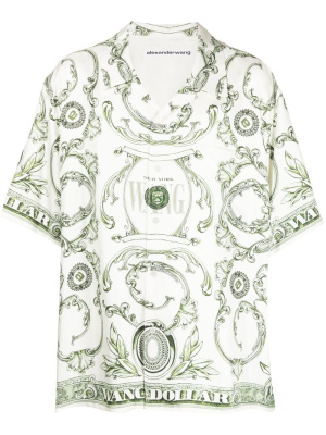 

Money-print spread-collar silk shirt, Alexander Wang Money-print spread-collar silk shirt