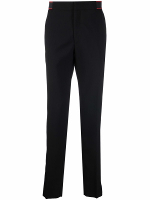 

Logo-waistband tailored trousers, Alexander McQueen Logo-waistband tailored trousers