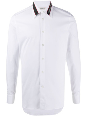 

Logo-tape tailored shirt, Alexander McQueen Logo-tape tailored shirt
