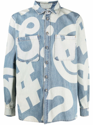 

Graphic-print denim shirt, Moschino Graphic-print denim shirt