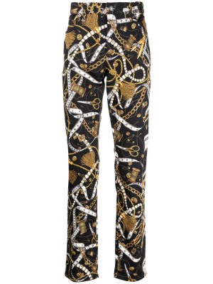 

Graphic-print cotton-blend trousers, Moschino Graphic-print cotton-blend trousers