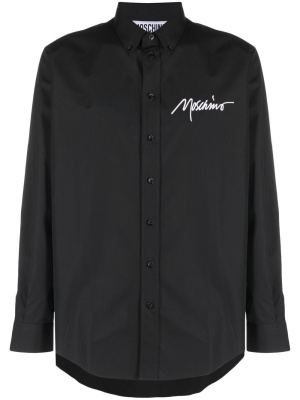 

Logo-embroidered longsleeved cotton shirt, Moschino Logo-embroidered longsleeved cotton shirt