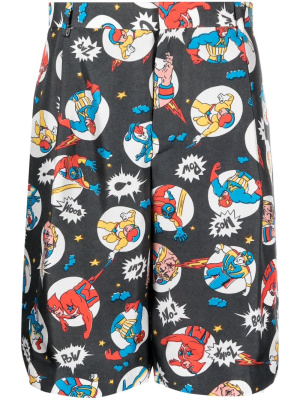 

Comic-print silk shorts, Moschino Comic-print silk shorts