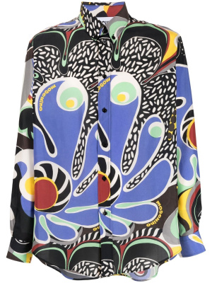 

Graphic-print button-up silk shirt, Moschino Graphic-print button-up silk shirt
