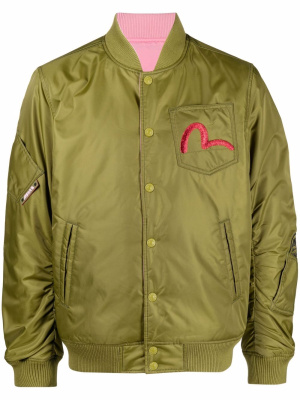 

X Sfera Ebbasta logo-embroidered bomber jacket, EVISU X Sfera Ebbasta logo-embroidered bomber jacket