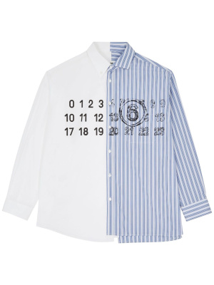 

Numbers-motif striped cotton shirt, MM6 Maison Margiela Numbers-motif striped cotton shirt