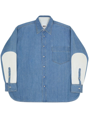

Panelled denim button-up shirt, MM6 Maison Margiela Panelled denim button-up shirt