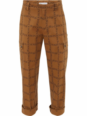 

Logo-print straight leg trousers, JW Anderson Logo-print straight leg trousers