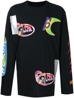 

Global-print long-sleeve T-shirt, Heron Preston Global-print long-sleeve T-shirt