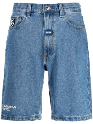 

Logo-print denim shorts, AAPE BY *A BATHING APE® Logo-print denim shorts
