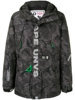 

Camouflage hooded padded parka coat, AAPE BY *A BATHING APE® Camouflage hooded padded parka coat