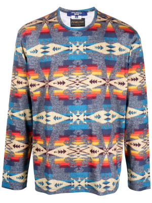 

Aztec-print long-sleeve T-shirt, Junya Watanabe MAN Aztec-print long-sleeve T-shirt